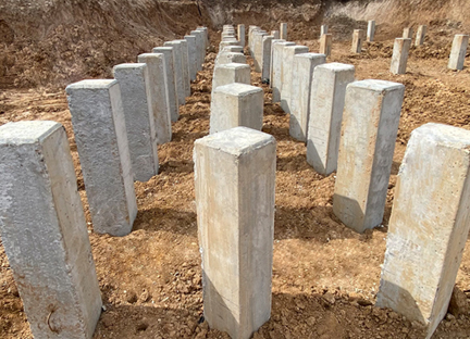 Установка железобетонных свай